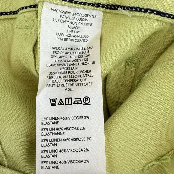 Anthropologie Maeve Colette Cropped Wide Leg Pants Womens 32 LINEN EDITION Lime